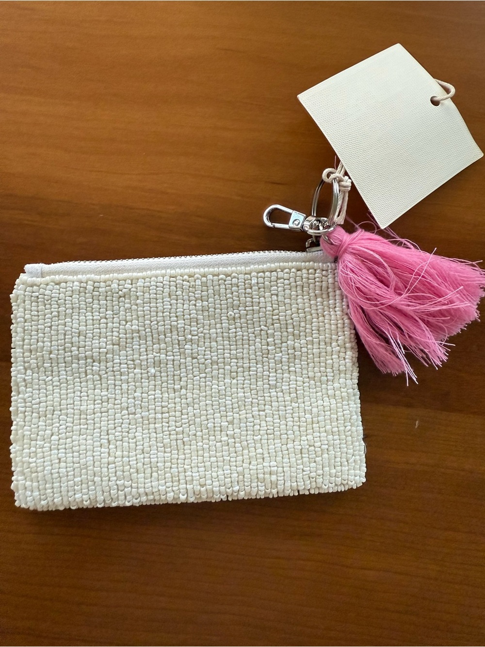 Sol & Mer Beaded Donut Coin Purse Pouch Keychain Pink Tassel - Picture 2 of 3